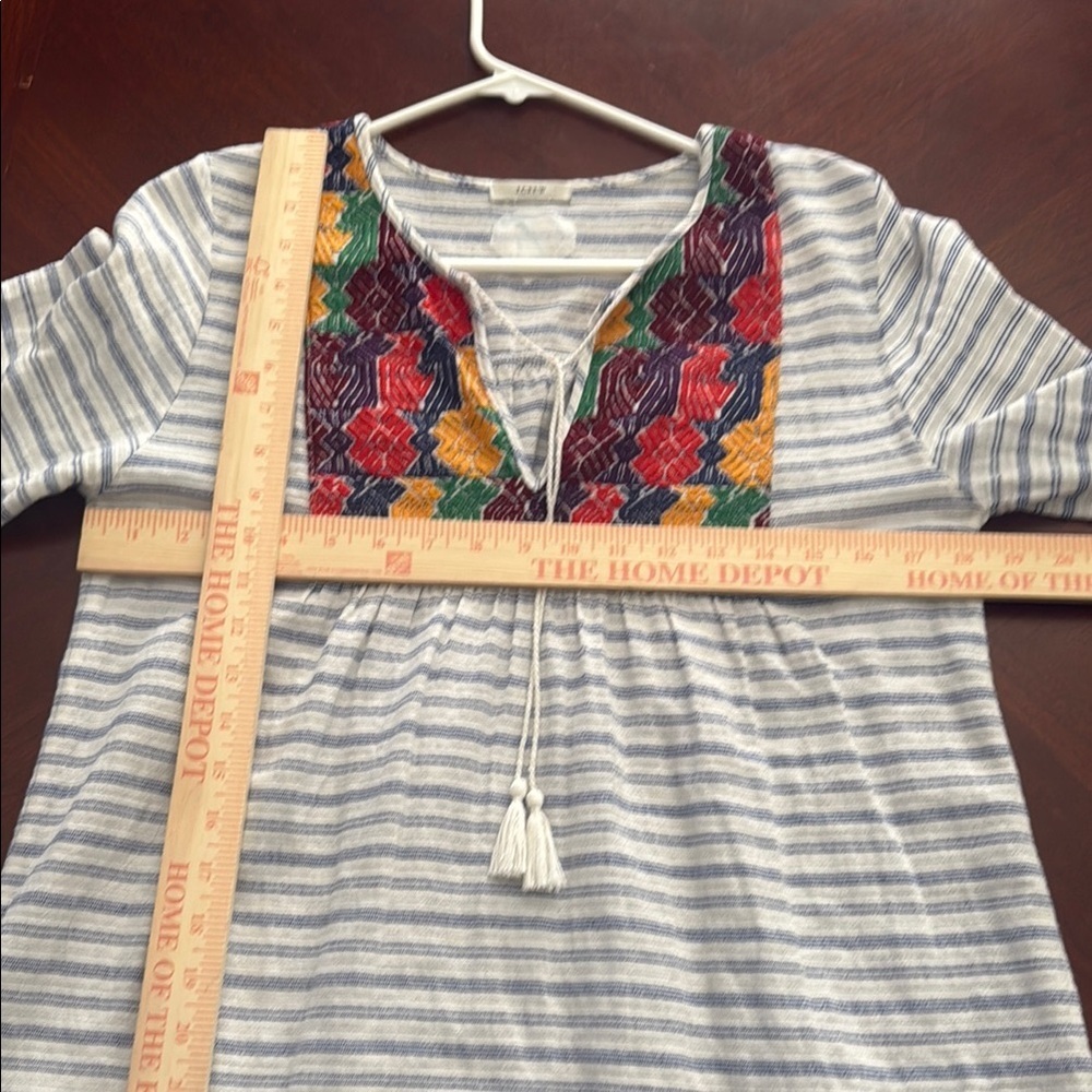 J. Crew blue and White Embellished Tunic Top or mini dress - Picture 9 of 11